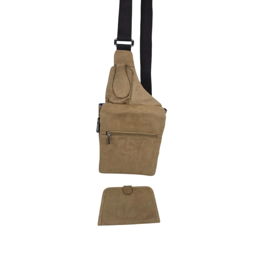 Travelon Micro Suede Organizer Sling Crossbody Bag  w Matching‎ Passport Wallet